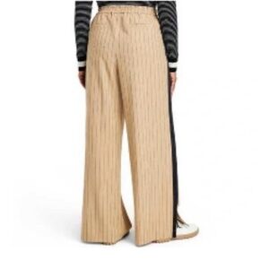 La Ligne Beige Pinstripe Wide-Leg Pants